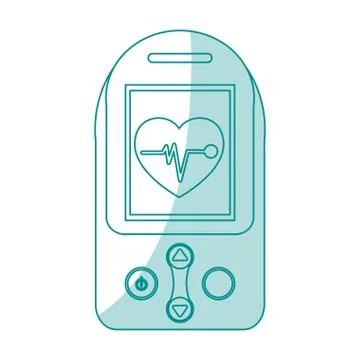 Blue silhouette shading tech generic gps device with heart monitoring Ilustração Stock