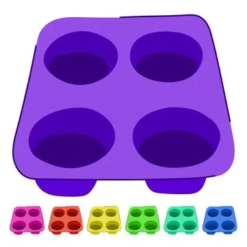 Blue silicone baking mold for cupcakes and muffins graphic Stock Illustration