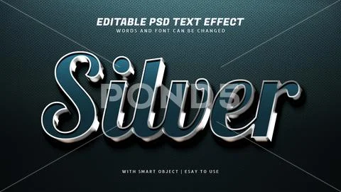 Blue silver 3d text effect editable PSD Template