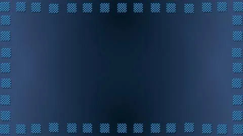 Blue silver gradient frame with chess grid by sides Stock Illustration