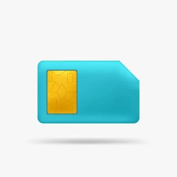 Blue sim card front view on white Stock Illustration