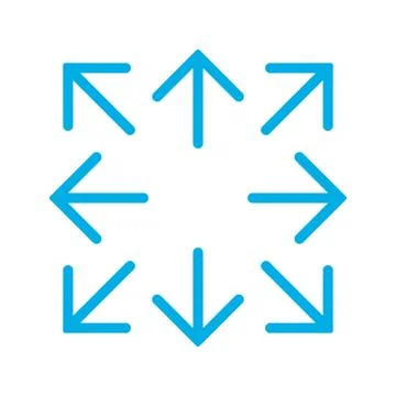 Blue simple arrows in 8/eight different directions Stock Illustration