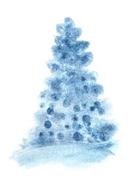 Blue simple Christmas tree Stock Photos