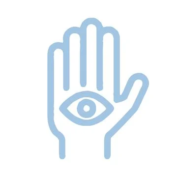 Blue Simple Hamsa Hand Line Icon Stock Illustration