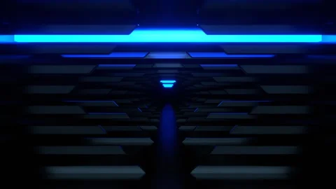 Blue Simple Sci-Fi Corridor Background VJ Loop l 4K Stock Footage 304060016