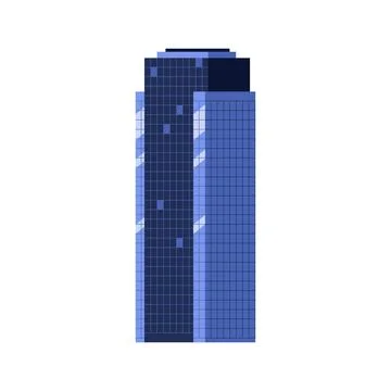 Blue simple skyscraper with glass windows, megacity architecture Ilustración de archivo
