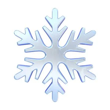 Blue simple snowflake 3D Blue simple snowflake 3D render illustration isol... 스톡 사진