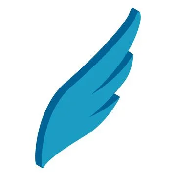 Blue simple wing icon, isometric 3d style Stock Illustration