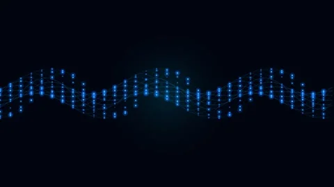 Blue Sine Wave Filaments Glowing Cyan Motion Graphic Loop Stock-Footage 341863121