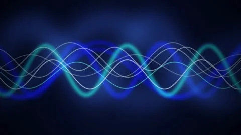 Blue sine waves flow horizontally in a seamless loop Stock Footage 342519109
