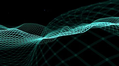 Blue Sine Waves in motion with connection data Illustrazione stock
