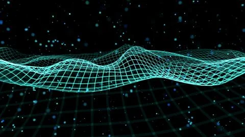 Blue Sine Waves in motion with connection data Stock Illustration