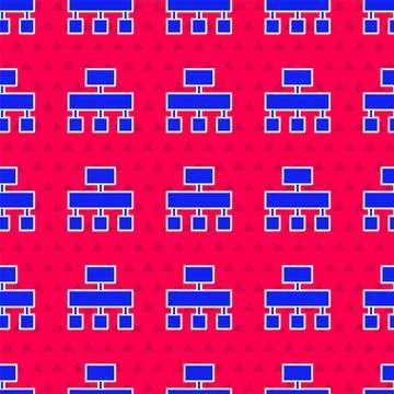 Blue Site map icon isolated seamless pattern on red background. Vector Stock Illustration