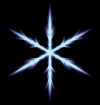 Blue six-pointed snowflake on a black background Stock Illustration