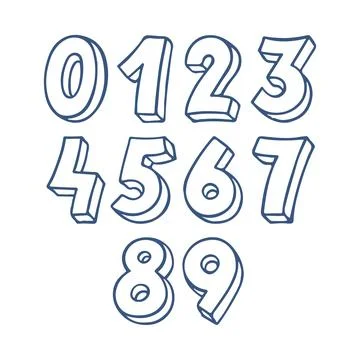 Blue sketch numbers Stock Illustration