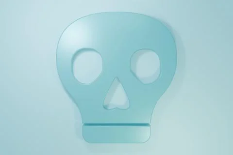 Blue Skull icon isolated on blue background. Minimalism concept. 3D render .. Stock Illustration
