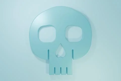 Blue Skull icon isolated on blue background. Minimalism concept. 3D render .. Stock Illustration