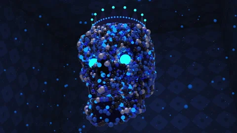 Blue Skull King animation in 3d Stock Footage 234133787