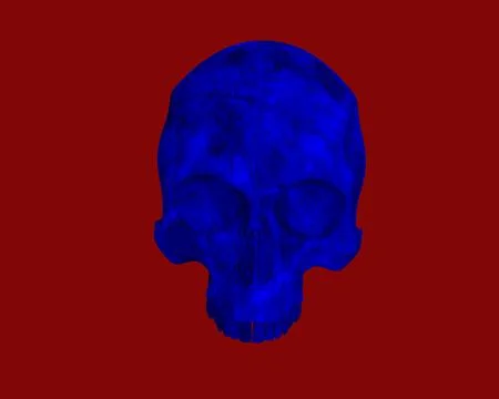 Blue skull on red background Stock Illustration