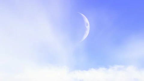 Blue sky 1/4 moon Video stock 145762362