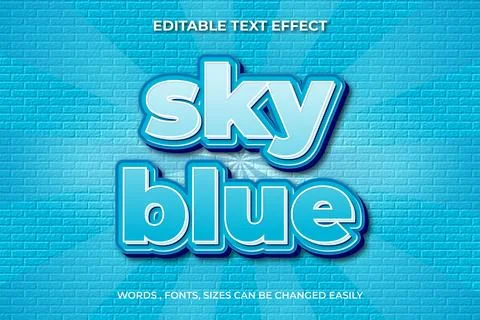 Blue Sky 3d editable text effect Illustrazione stock