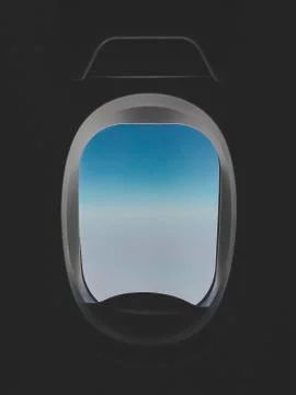 Blue sky above the clouds. View of Looking through the window of airplane. Stock Photos