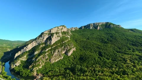 Blue sky above rugged mountains. Sicevo Gorge, Serbia. Видео 337052185
