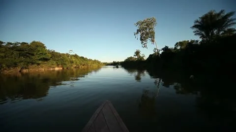Blue Sky On Amazon River Stock Footage 10768075