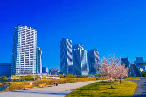 Blue sky and apartment complex Stock Photos