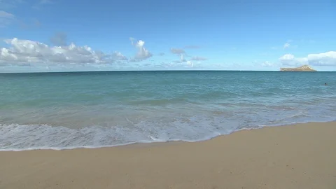 Blue Sky and Beach Waves in Honolulu HD Video Stock Footage 90757135