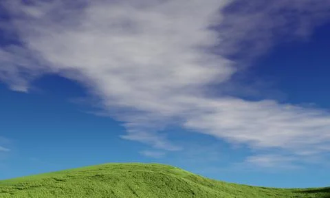 Blue sky and beautiful cloud with meadow tree. Plain landscape background for Stock Illustration