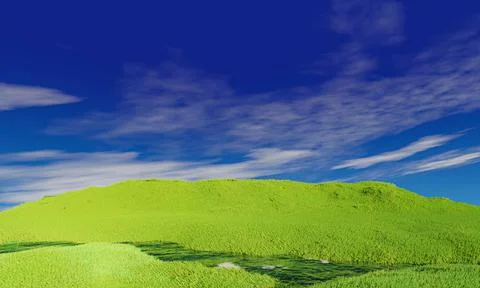 Blue sky and beautiful cloud with meadow and sunshine. Plain landscape backgr Stock Illustration