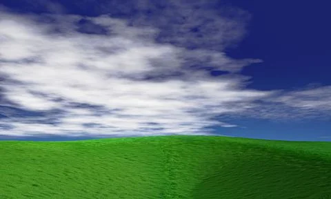 Blue sky and beautiful cloud with meadow and sunshine. Plain landscape backgr Stock Illustration