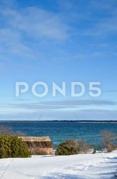 Blue sky and blue water Stock Photos