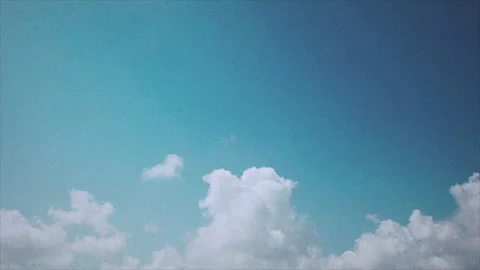Blue Sky and Cloud Copy Space with Film Grain Noise and Scratches Background Stock Footage 311531355