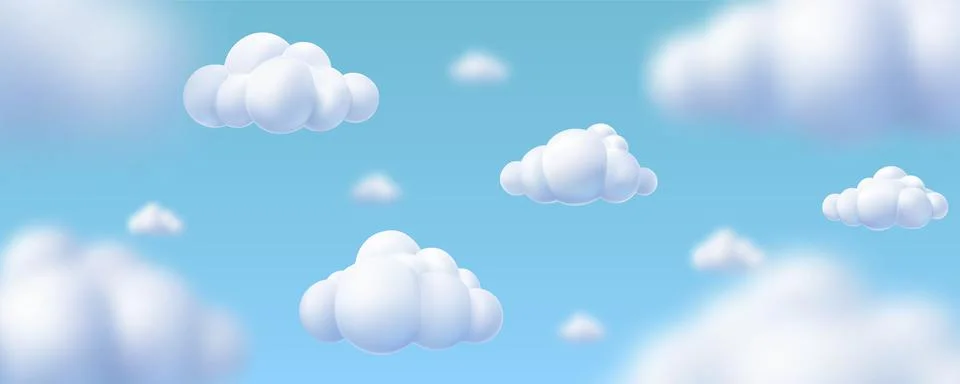 Blue sky and cloud with defocus. Abstract nature background. 3d render of a Illustrazione stock