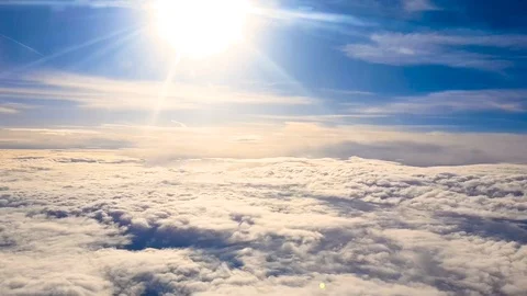 Blue sky and clouds from aeroplane Stock Footage