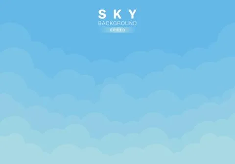 Blue sky and clouds background paper cut style natural concept. Stock Illustration