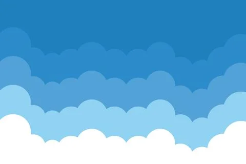 Blue sky and clouds background, pastel paper cut Background Stock Illustration