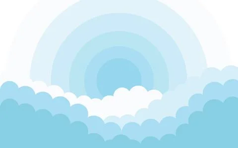 Blue sky and clouds background, pastel paper cut Background Illustrazione stock
