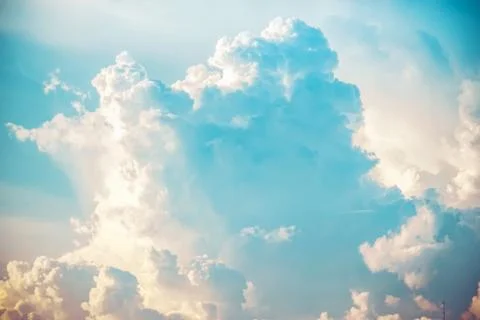 Blue sky and clouds background, Retro Vintage effect style pictures.. Stock Photos
