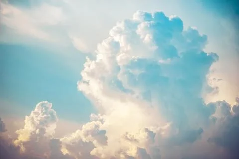 Blue sky and clouds background, Retro Vintage effect style pictures.. Stock Photos
