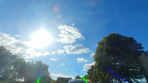 Blue Sky and Clouds over England During Car Drive Stock Footage 320883835
