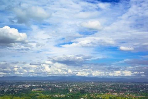 Blue sky and clouds over chiang mai  city Photos