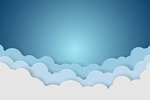 Blue sky and clouds paper background Illustrazione stock