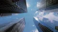 Blue sky and clouds reflected on skyscrapers facades in NYC 4k or 4k+ Resolution