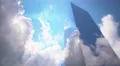 Blue sky and clouds reflecting skyscraper mirror facade Manhattan New York City 4k or 4k+ Resolution