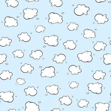 Blue sky and clouds seamless pattern, background. Stock Illustration