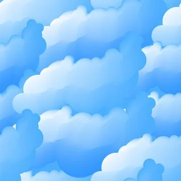 Blue sky and clouds seamless pattern. Vector illustration Stock Illustration