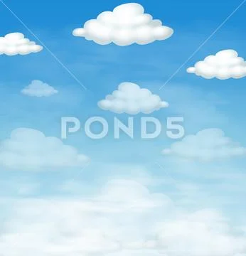 Blue sky and fluffly clouds as background Stock Illustration